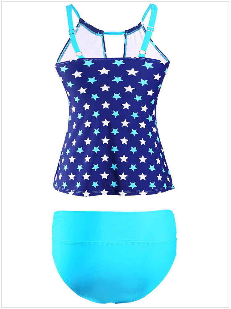 Buttonhole neckline split swimsuit swimsuit