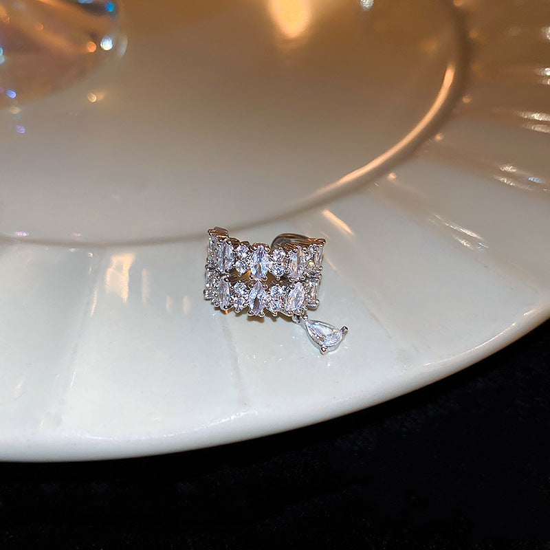 No Pierced Zircon Water Drops Ear Clip Fashion Minimalism Earrings