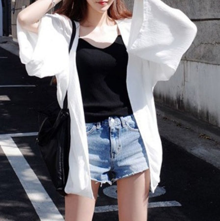Woman Summer Chiffon 3/4 Flare Sleeves Swimsuit