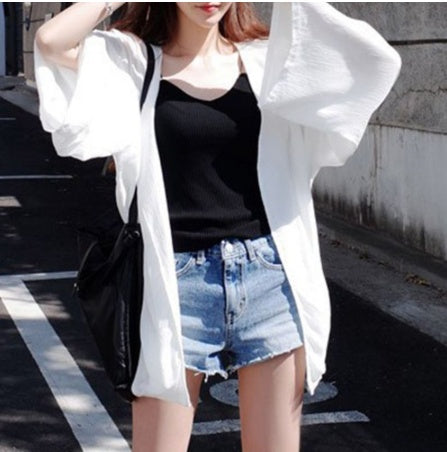 Woman Summer Chiffon 3/4 Flare Sleeves Swimsuit