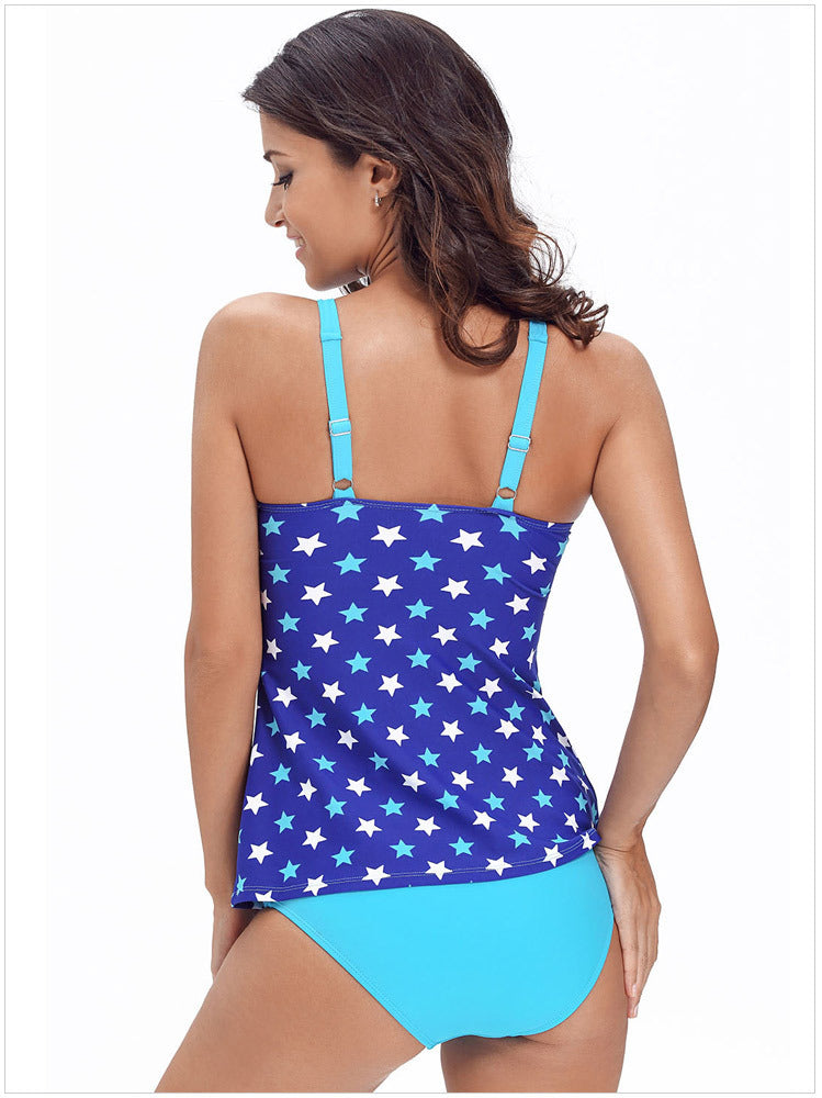 Buttonhole neckline split swimsuit swimsuit