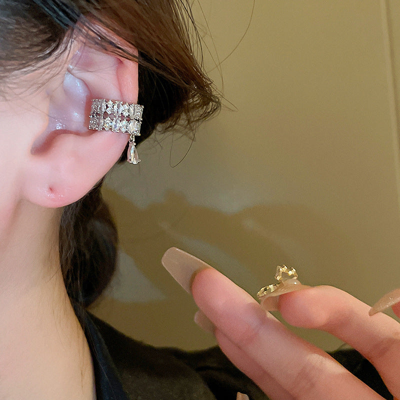No Pierced Zircon Water Drops Ear Clip Fashion Minimalism Earrings