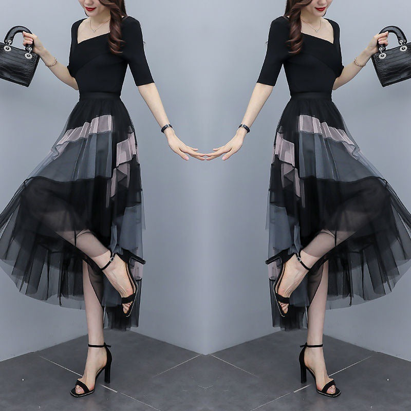 New Women's Summer Adult Lady Like Woman Western Style Youthful-looking Lightly Mature Fashion Tulle Skirt