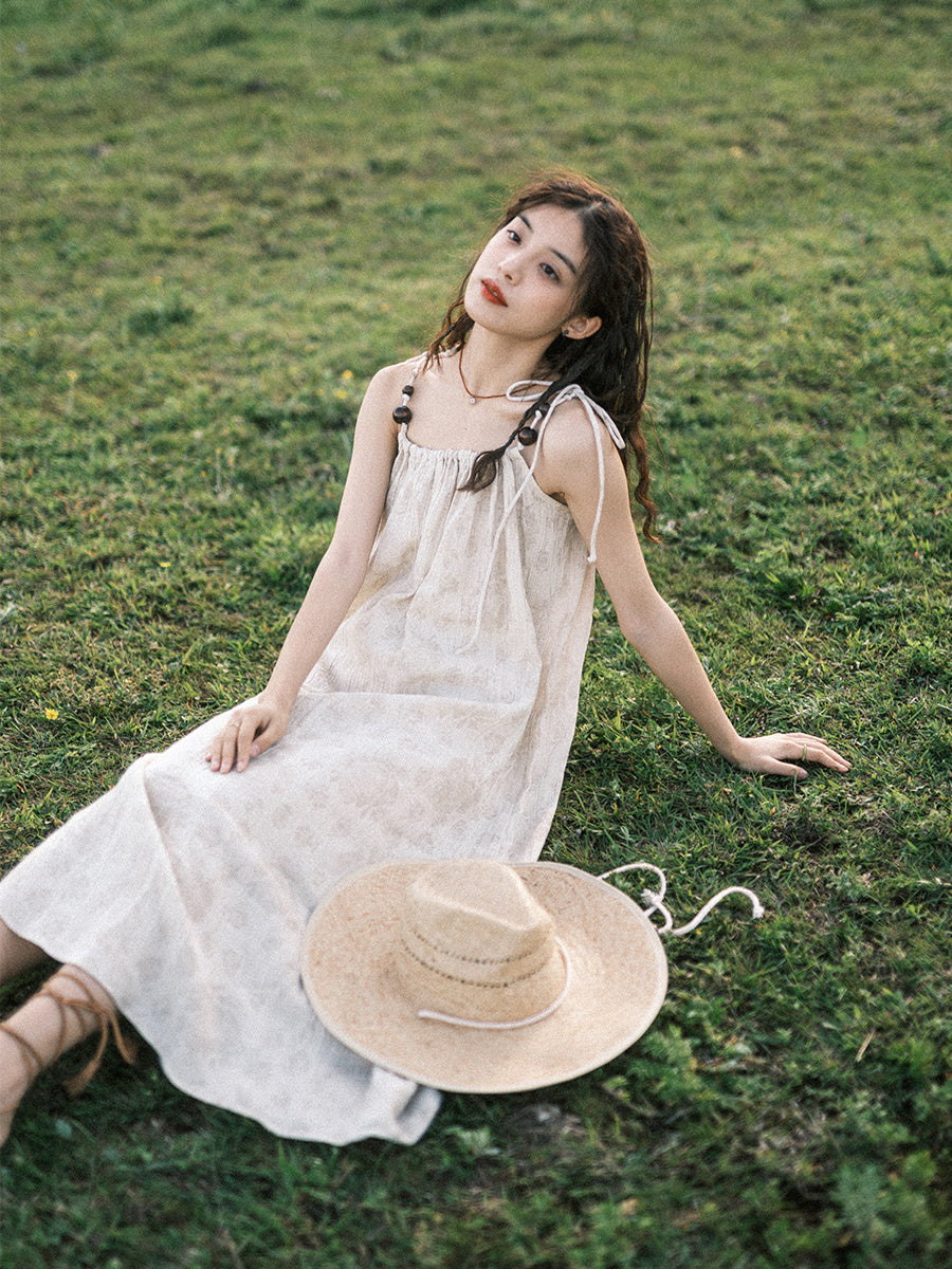 Summer Cotton Linen Dress Woman New