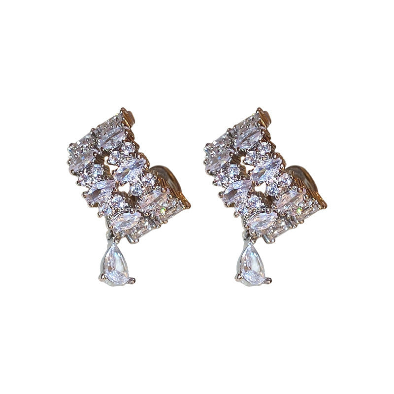 No Pierced Zircon Water Drops Ear Clip Fashion Minimalism Earrings