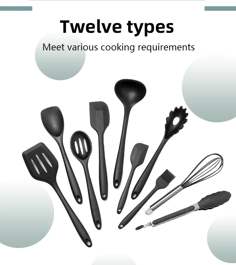 Set Wooden Handle Silicone Kitchen