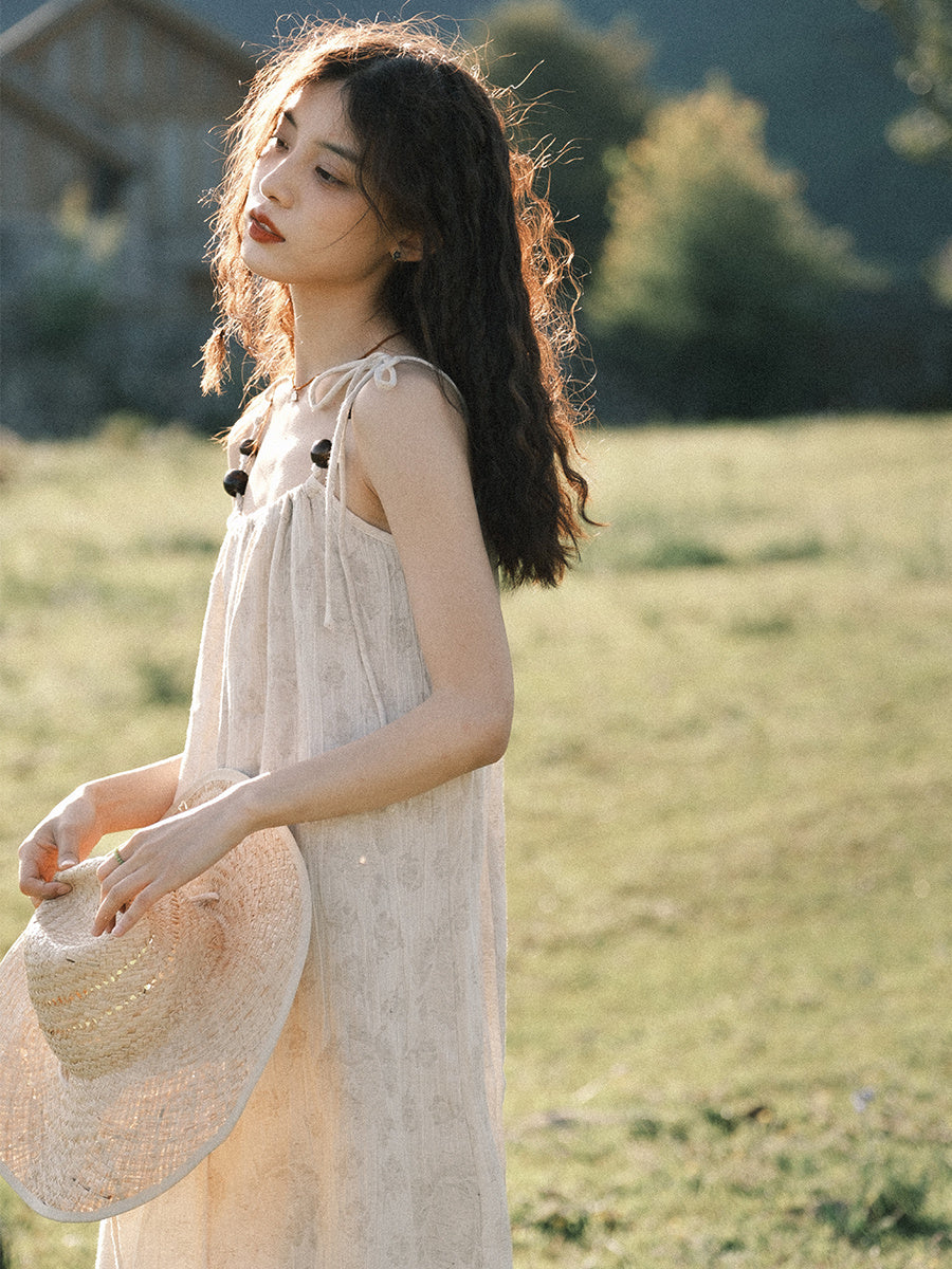 Summer Cotton Linen Dress Woman New