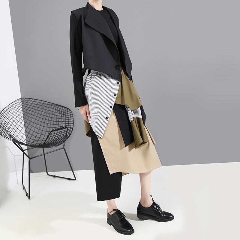 New Korean Style Woman Summer Patchwork Asymmetrical
