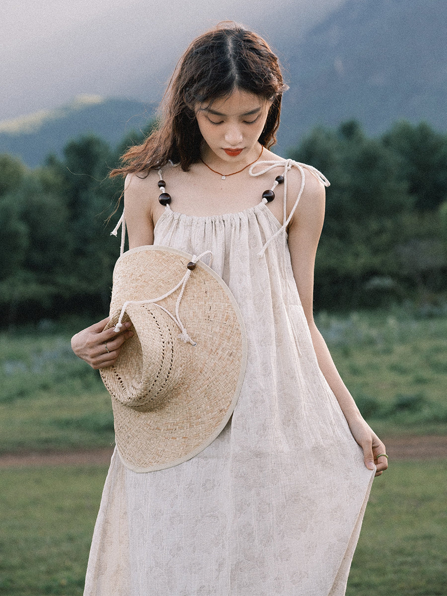 Summer Cotton Linen Dress Woman New