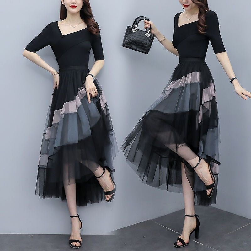 New Women's Summer Adult Lady Like Woman Western Style Youthful-looking Lightly Mature Fashion Tulle Skirt