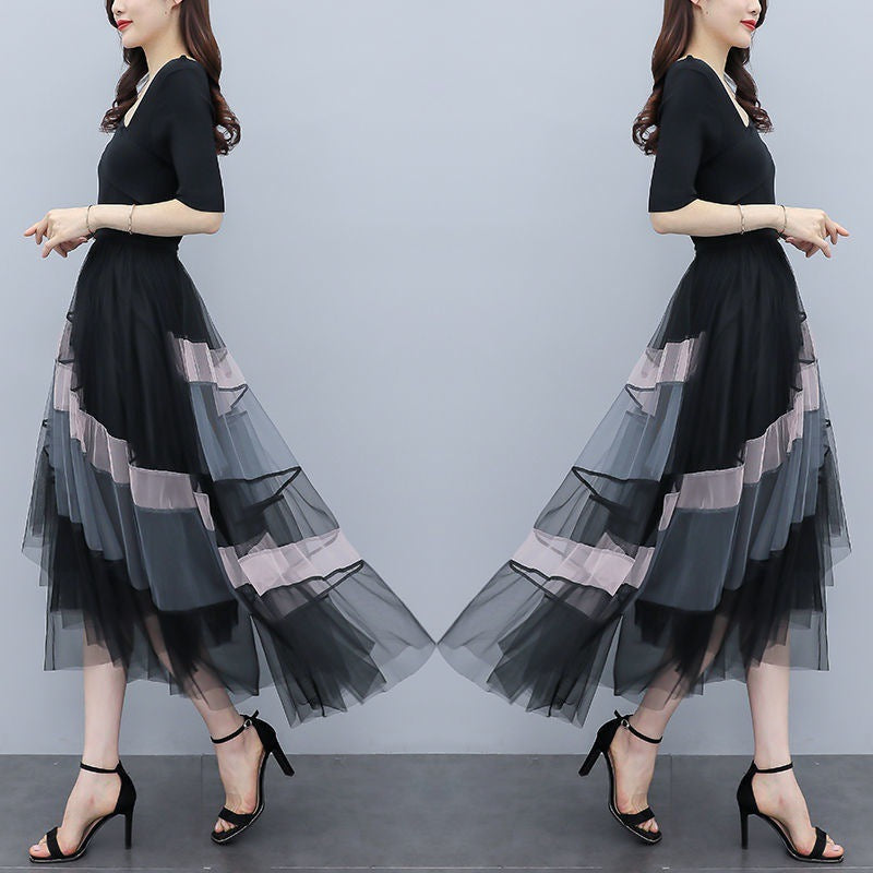 New Women's Summer Adult Lady Like Woman Western Style Youthful-looking Lightly Mature Fashion Tulle Skirt